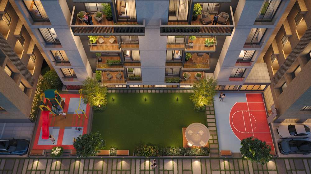 Shubham Sky courtyard and amenities render